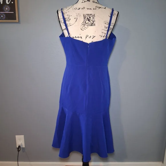 New Milly Italian Cady Kelly Mini Dress in Cobalt Blue Size 10 Fit n Flare $450 - Picture 5 of 13